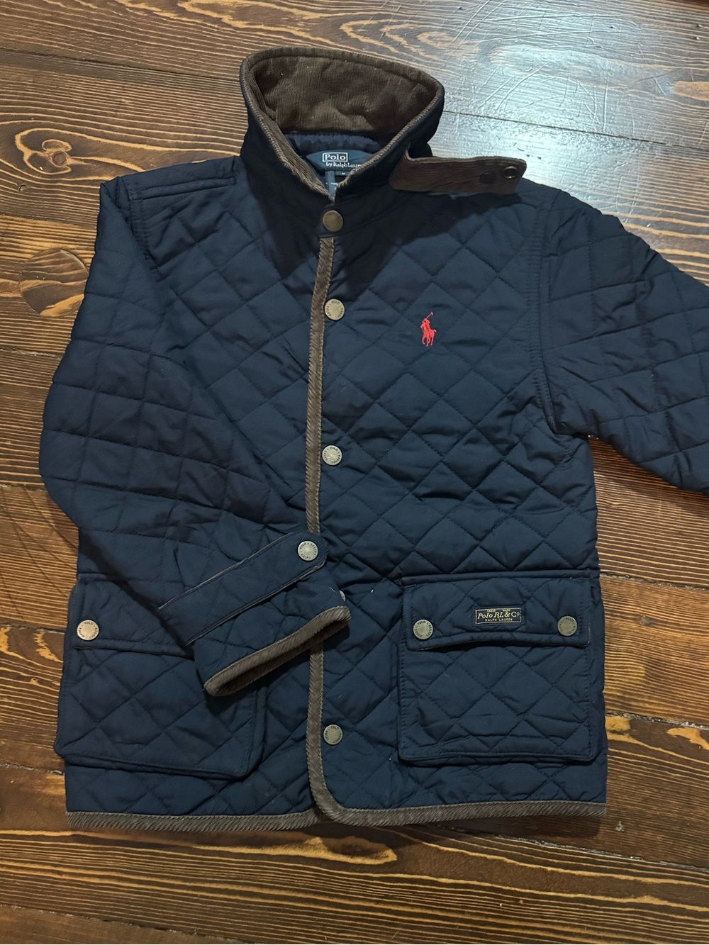 Polo by Ralph Lauren Navy Quilted Barn Coat Jacket with Red Pony